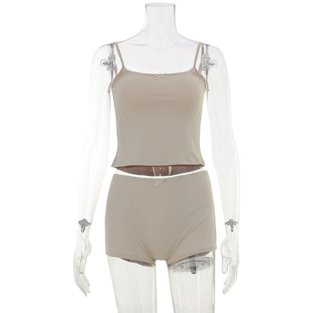 ZARA Womens Loungewear Camisole Shorts Set Summer Solid Tight